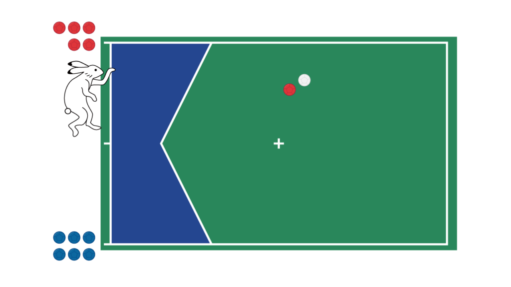 試合の流れ3 先攻が赤ボールを投げる